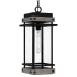 Quoizel Strader 10" Wide Wood Outdoor Mini Pendant with Seedy Glass Shade Matte Black