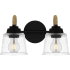 Quoizel Seabreeze 2 Light 15" Wide Bathroom Vanity Light with Hammered Glass Shades Matte Black