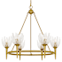 Quoizel Shea 6 Light 31" Wide Candle Style Chandelier with Floral Glass Shades Brushed Gold