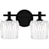 Quoizel Spade 2 Light 14" Wide Vanity Light with Ribbed Acrylic Shades Matte Black