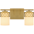 Quoizel Tenley 2 Light 15" Wide Bathroom Vanity Light with Etched Opal Shades Aged Brass