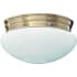 Quorum International 2 Light Flushmount Ceiling Fixture with Frosted Glass Shade Antique Brass