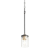 Quorum International Empire 4" Wide Mini Pendant Textured Black / Aged Brass