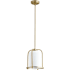 Quorum International Rutherford 8" Wide Mini Pendant with Satin Opal Shade Aged Brass