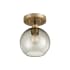 Quorum International Clarion 8" Wide Semi-flush Globe Ceiling Fixture Textured Black / Aged Brass