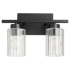 Quorum International Ladin 2 Light 14" Wide Vanity Light Textured Black / Clear Fluted Glass