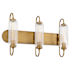 Quorum International Whitmire 3 Light 24" Wide Vanity Light with Clear, Ribbed Glass Shades Brushed Brass