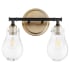 Quorum International Fort Worth 2 Light 14" Wide Vanity Light Textured Black / Aged Brass