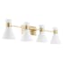 Quorum International Beldar 4 Light 38" Wide Vanity Light Aged Brass / Gloss Opal