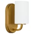 Quorum International Rutherford 9" Tall Bathroom Sconce with Satin Opal Shade Brushed Brass