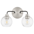 Quorum International Clarion 2 Light 17" Wide Vanity Light with Shades Textured Black / Satin Nickel