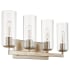 Quorum International Merrick 4 Light 25" Wide Vanity Light with Shades Aged Silver Leaf