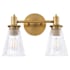 Quorum International Lawton 2 Light 14" Wide Vanity Light with Clear, Ribbed Glass Shades Brushed Brass