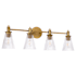 Quorum International Lawton 4 Light 31" Wide Vanity Light with Clear, Ribbed Glass Shades Brushed Brass