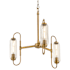 Quorum International Whitmire 3 Light 24" Wide Chandelier with Clear, Ribbed Glass Shades Brushed Brass