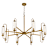 Quorum International Whitmire 8 Light 44" Wide Chandelier with Clear, Ribbed Glass Shades Brushed Brass