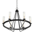 Quorum International Empire 6 Light 26" Wide Ring Chandelier Textured Black / Aged Brass