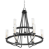 Quorum International Empire 9 Light 28" Wide Ring Chandelier Textured Black / Aged Brass