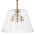 Quorum International Lawton 3 Light 16" Wide Pendant with Clear, Ribbed Glass Shade Brushed Brass