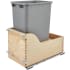 Rev-A-Shelf Wood Classics 12"W Single Pull Out Bump to Open 50 Qt / 12.5 Gallon Trash Can System with Soft Close Slides and Bump to Open Technology Maple / Metallic Silver