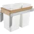 Rev-A-Shelf Wood Classics 11-3/4"W Top Mount Pull Out Double 27 Qt / 6.75 Gallon Trash Can System for Face Frame Cabinets Maple / White