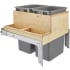 Rev-A-Shelf Wood Classics 21"W Top Mount Pull Out Double 50 Qt / 12.5 Gallon Trash Can System with Side Storage Compartments and Soft Close Slides Maple / Silver