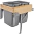 Rev-A-Shelf Wood Classics 18-1/2"W Top Mount Pull Out Double 35 Qt / 8.75 Gallon Trash Can System with Soft Open and Close Maple / Silver