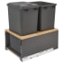 Rev-A-Shelf Legrabox 16-1/2"W Built In Pull Out Double 50 Qt / 12.5 Gallon Trash Can / Waste System for Full Height Cabinets with Soft Close Slides Orion Gray / Maple