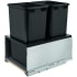 Rev-A-Shelf Legrabox 16-1/2"W Built In Pull Out Double 50 Qt / 12.5 Gallon Trash Can / Waste System for Full Height Cabinets with Soft Close Slides Stainless Steel / Black
