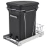 Rev-A-Shelf Classic 10-3/4"W Steel Pull Out Odor Reducing 6 Gallon Kitchen Compost Container with Rear Basket Storage Black