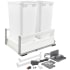 Rev-A-Shelf Tandembox 15-1/2"W Double 50Qt / 12.5 Gallon Pull Out Trash Can System with Bump to Open Servo Drive and Soft Close Slides White