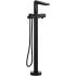 Riobel Parabola Floor Mounted Thermostatic Tub Filler with Built-In Diverter - Includes Hand Shower Black