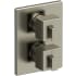 Riobel Kubik Six Function Thermostatic Valve Trim Only with Dual Lever Handles and Integrated Diverter - Less Rough In Brushed Nickel