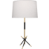 Robert Abbey Thatcher 29" Tall Buffet Table Lamp with Oyster Linen Shade Modern Brass / Matte Black Accents