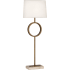 Robert Abbey Logan 30" Novelty Table Lamp with a Travertine Base and Fondine Fabric Shade Aged Brass