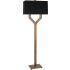 Robert Abbey Valerie 2 Light 63" Tall Buffet Floor Lamp with Black Shade Vintage Brass