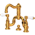 Rohl Acqui 1.2 GPM Widespread Bridge Bathroom Faucet with Pop-Up Drain Assembly Italian Brass