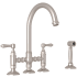 Rohl San Julio 1.5 GPM Widespread Bridge Kitchen Faucet - Includes Side Spray Satin Nickel