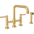 Rohl Campo 1.5 GPM Widespread Bridge Kitchen Faucet - Includes Side Spray Italian Brass