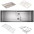 Rohl Culinario 51-5/8" Undermount Double Basin Stainless Steel Kitchen Sink with Basin Rack, Colander, and Cutting Board Brushed Stainless Steel