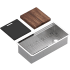 Rohl Culinario 36" Undermount Single Basin Stainless Steel Kitchen Sink with Basin Rack and Cutting Board Brushed Stainless Steel