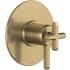Rohl Apothecary Two Independent and One Shared Function Thermostatic Valve Trim Only with Single Cross / Lever Handle, Integrated Diverter, and Volume Control - Less Rough In Antique Gold