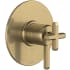 Rohl Apothecary Three Independent Function Thermostatic Valve Trim Only with Single Cross / Lever Handle, Integrated Diverter, and Volume Control - Less Rough In Antique Gold