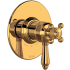 Rohl Acqui Three Independent, Two Shared Function Thermostatic Valve Trim Only with Single Cross / Lever Handle, Integrated Diverter, and Volume Control - Less Rough In Italian Brass