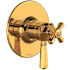 Rohl Three Independent Function Thermostatic Valve Trim Only with Single Cross / Lever Handle, Integrated Diverter, and Volume Control - Less Rough In Italian Brass