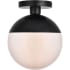 Roseto Atlante Single Light 10" Wide Semi-Flush Globe Ceiling Fixture with Frosted Glass Black