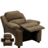 Roseto 28" Tall Wood Framed Microfiber Standard Kid's Fixed Leg Recliner Brown