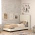 Roseto Miltiades Twin Wood Platform Bed Frame with Slatted Supports Beige