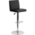 Roseto Contemporary 15.5" Wide Adjustable Height Bar Stool / Counter Stool with Panel Back and Chrome Base Black