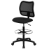Roseto 22 Inch Wide Fabric Drafting Chair Black